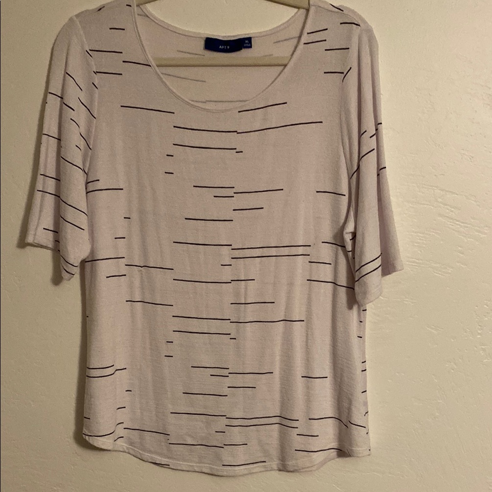 Apt. 9 Tan And Cream Relaxed Short Sleeve Top